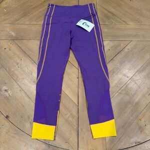ZYIA ACTIVE Purple & Yellow Athletic 7/8 Leggings size 4 NWT